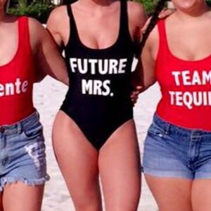 “Future mrs” one piece bathing suit